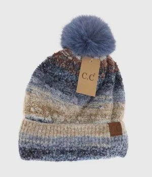 Accessories/Gifts - Space Dye Faux Fur Pom C.C Beanie