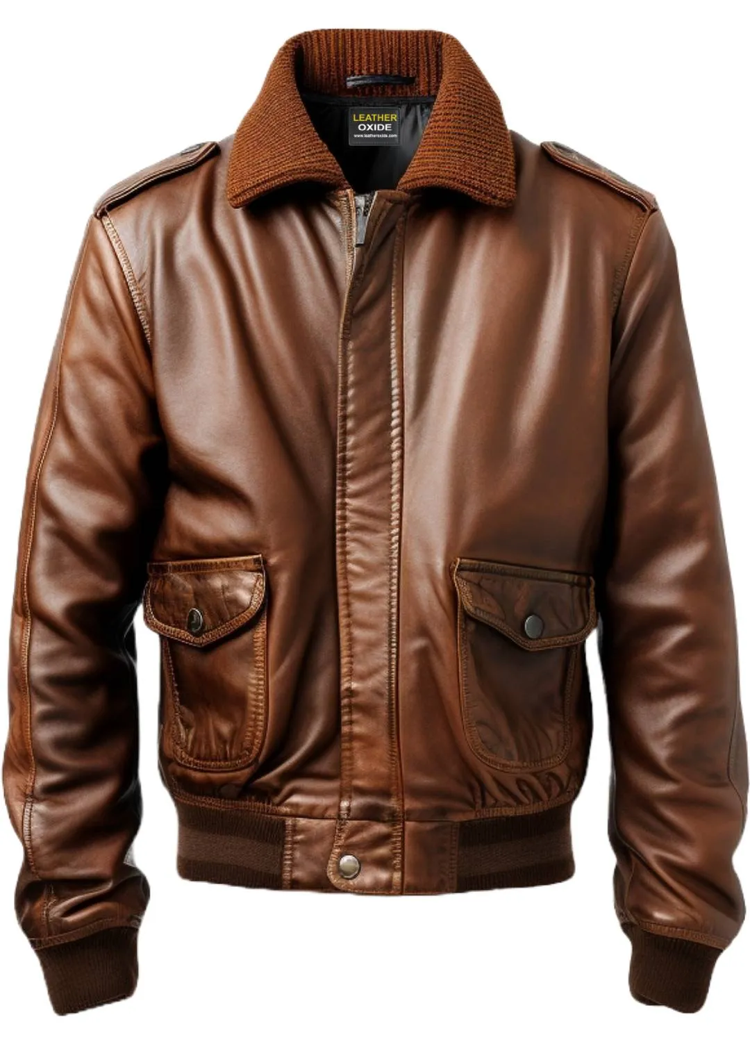 Aviator 90's Distressed Men Bomber Vintage Leather Jacket - Distressed Brown Bomber Jacket