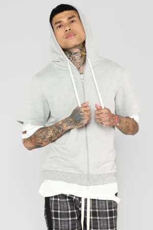 Barry Short Sleeve Hoodie - Grey