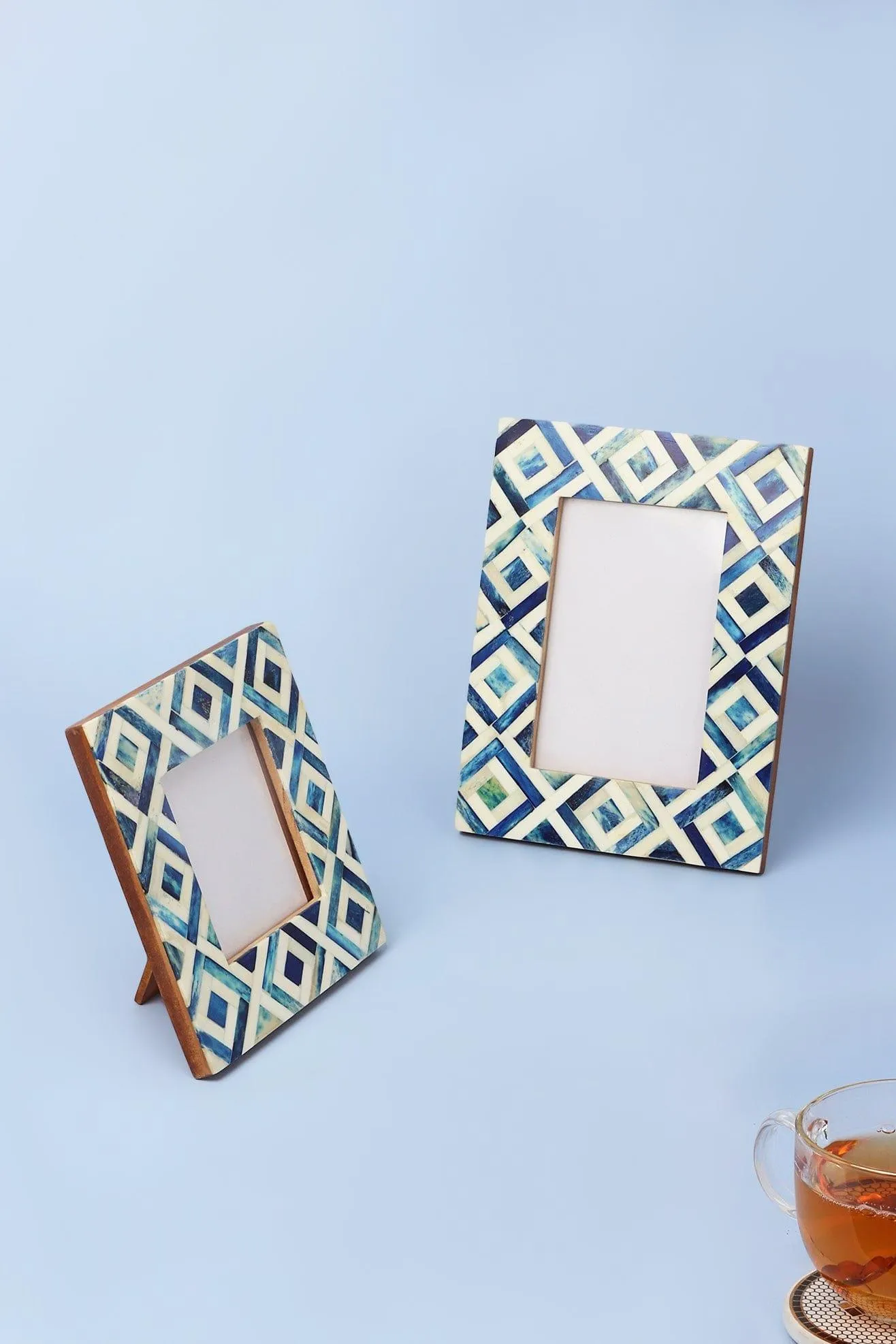 Blue Argyle Pattern Stylish Photo Frames