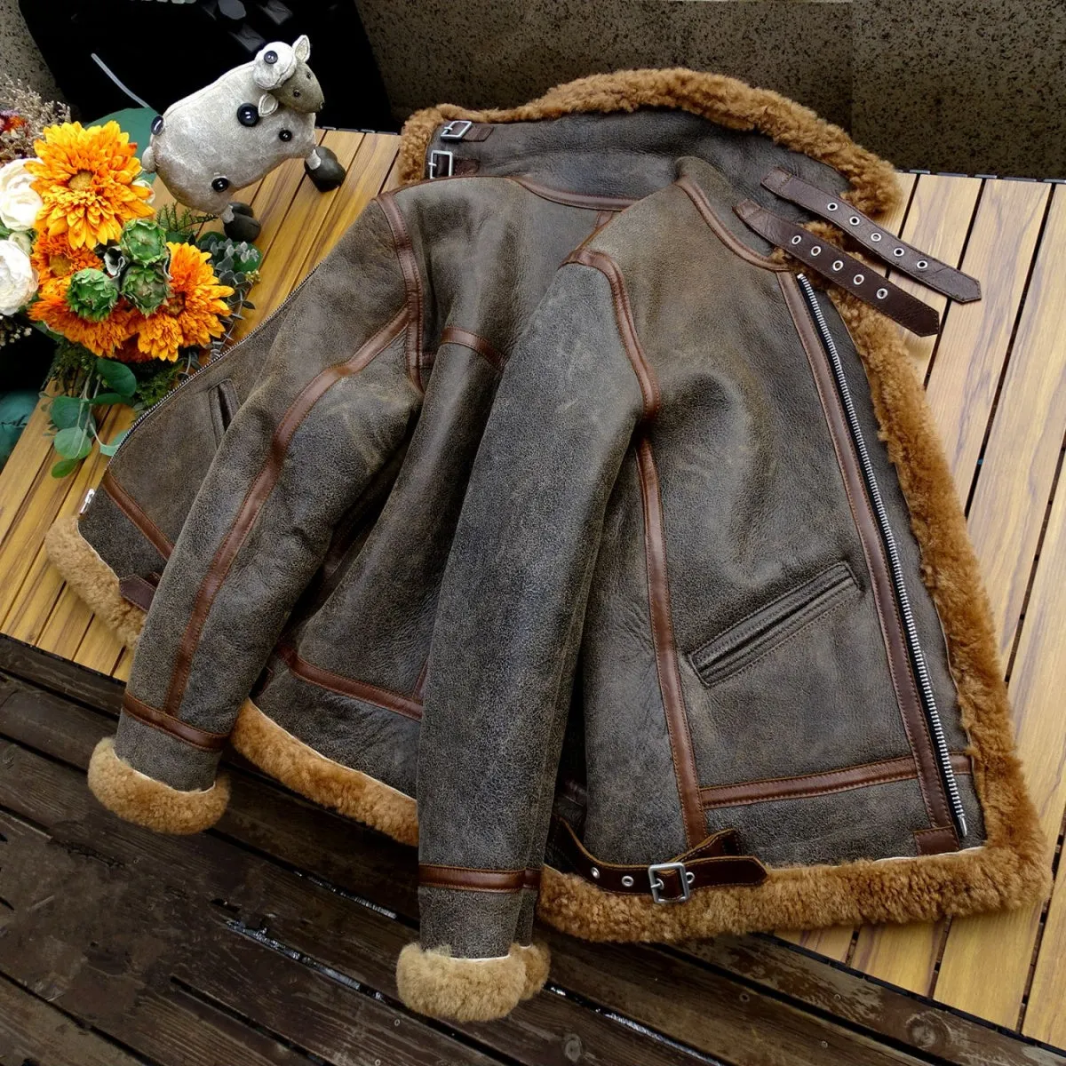 Brown B3 Bomber Shearling Jacket