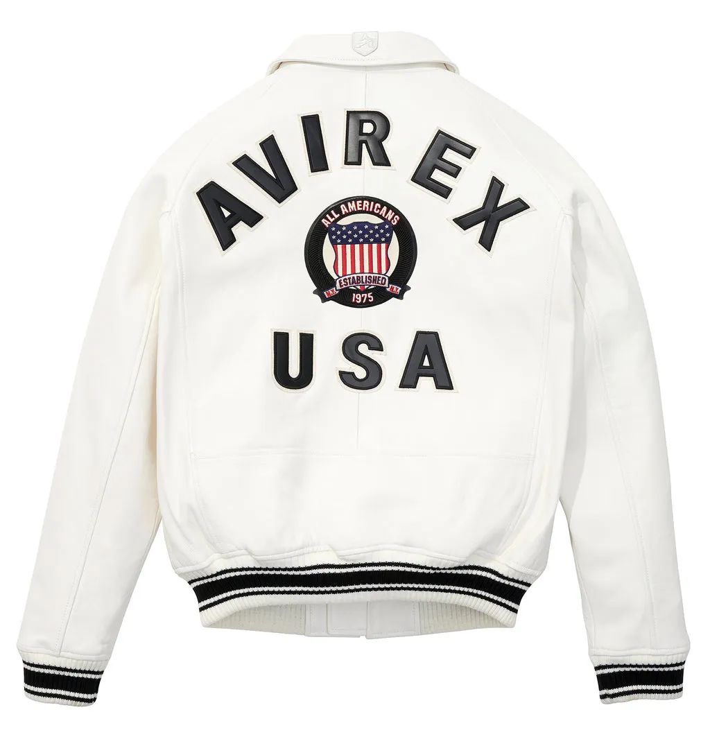 Buy Best Genuine Style White Color Avirex Leather Fashion Jackets For Sale