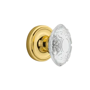 Classic Rosette with Crystal Victorian Knob in Polished Brass