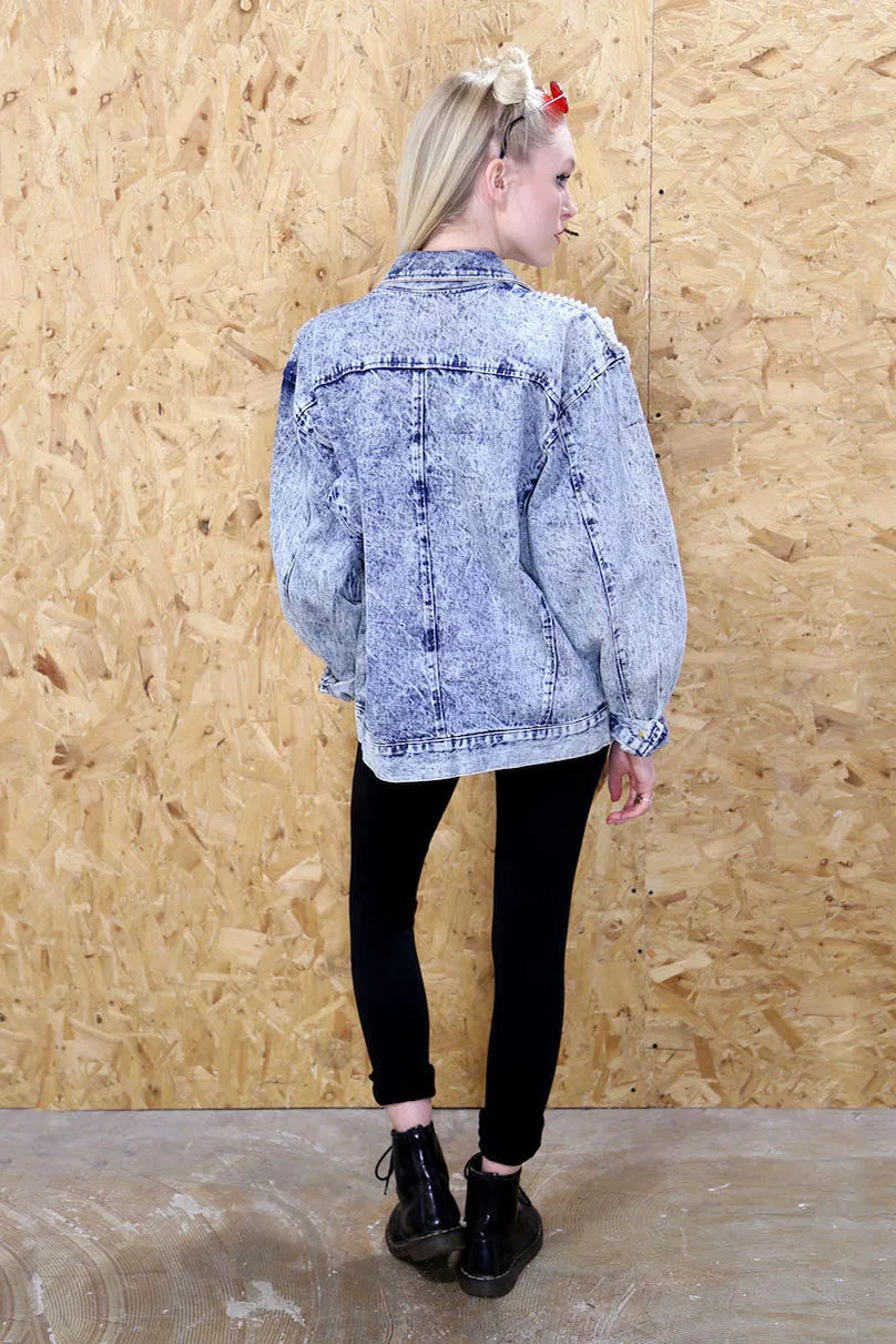 Embellished Acid Wash Denim Jacket