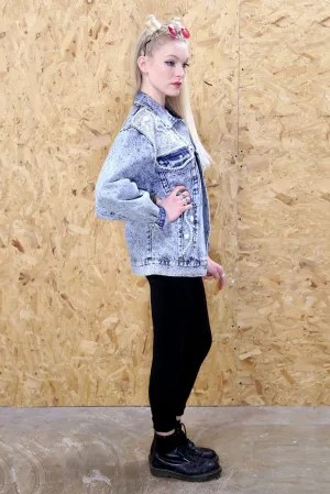 Embellished Acid Wash Denim Jacket