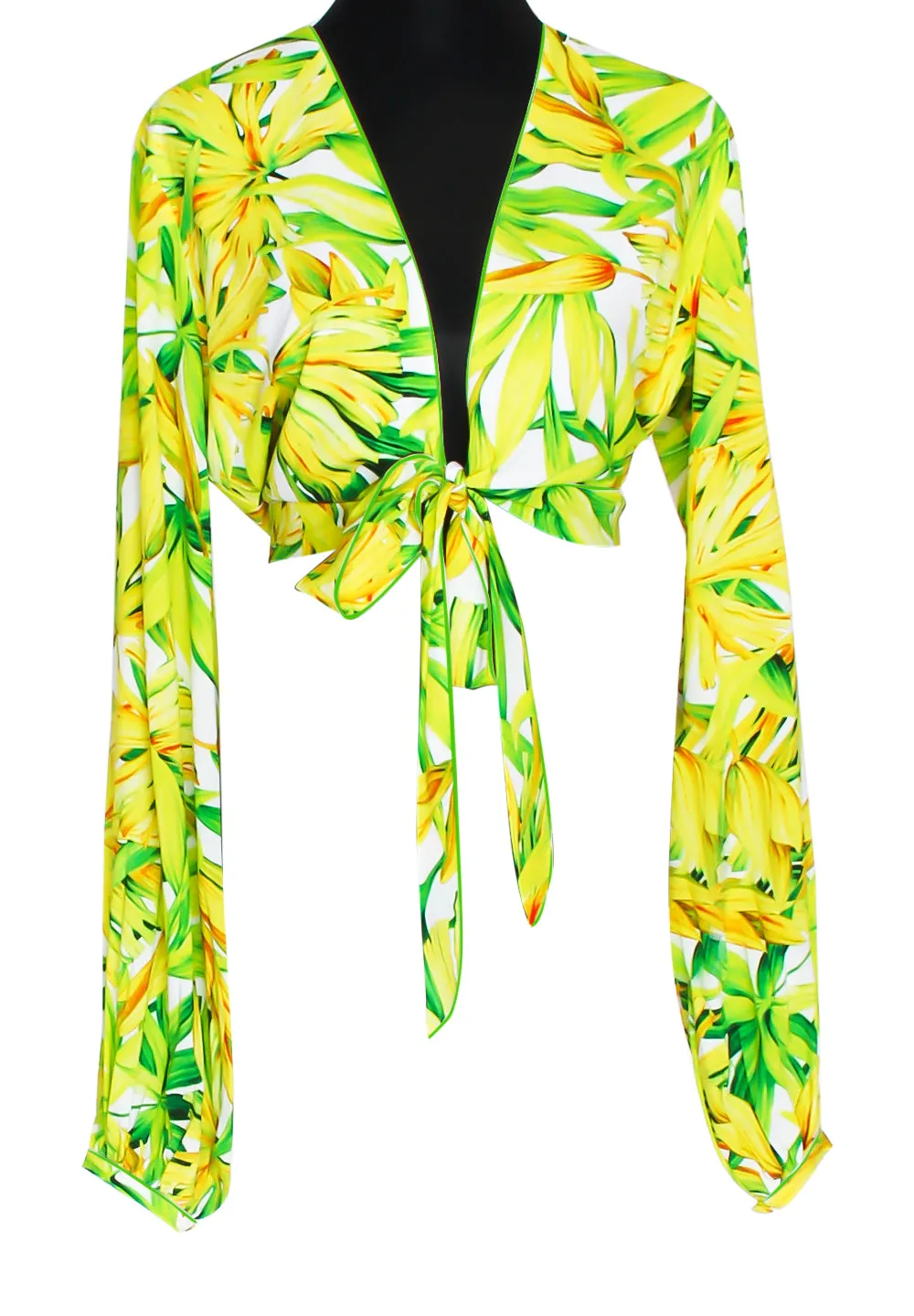 Euphoria - Secret Garden Cropped Blouse (Neon Green)