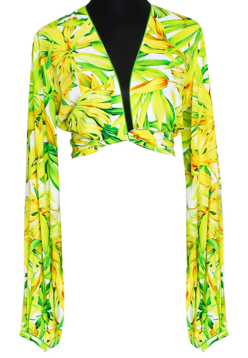 Euphoria - Secret Garden Cropped Blouse (Neon Green)