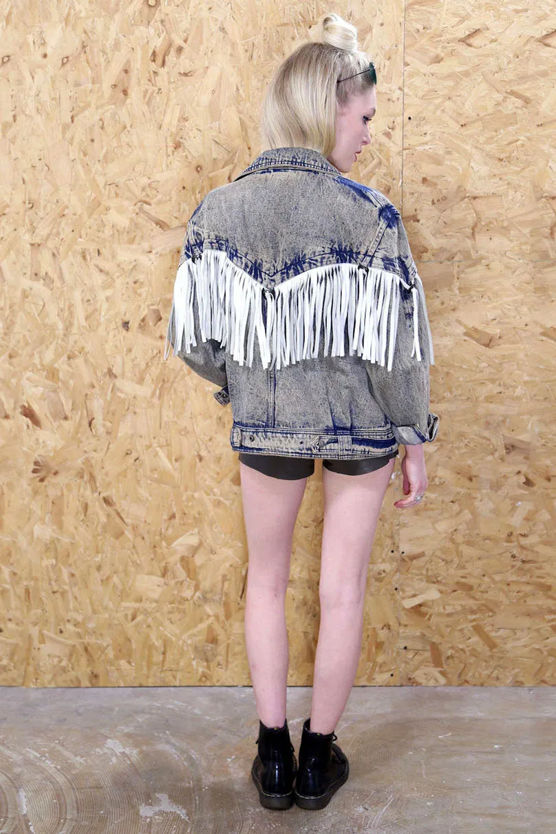 Fringed Acid Washed Denim Jacket