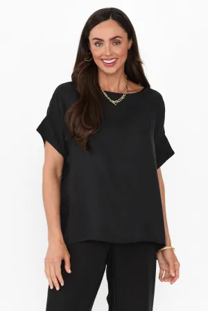 Greta Black Cupro Top