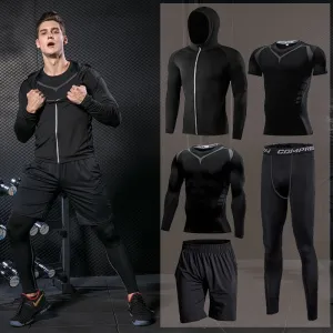 Gym Running Set Men's Tracksuit Jogging Compression Sportswear for Male Fitness Sports Clothing Tight Activewear Suits Hoodies