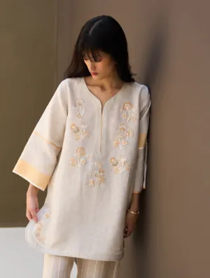 Insha Hand-Embroidered Kurta - Natural