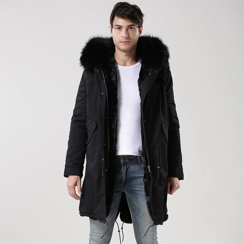 Men's Black Fur Convertible Parka