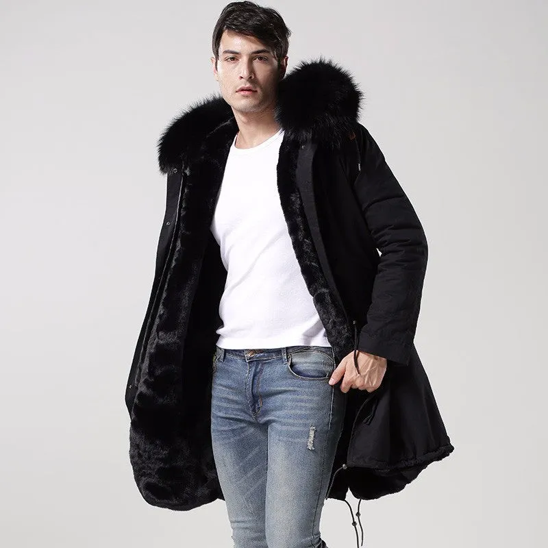 Men's Black Fur Convertible Parka