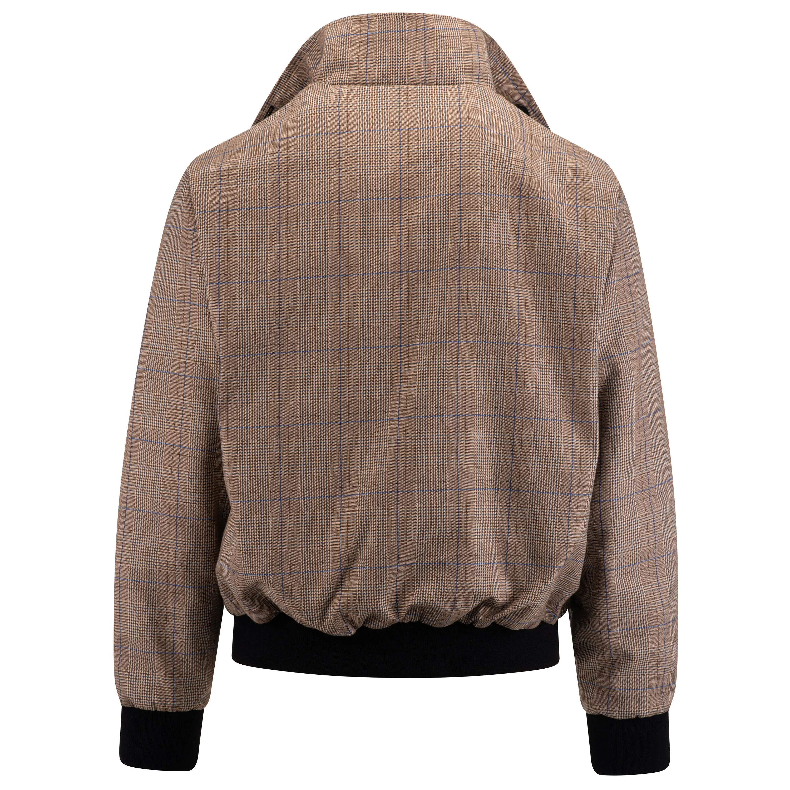 Mens Check Harrington Jacket - Brown/Blue Check