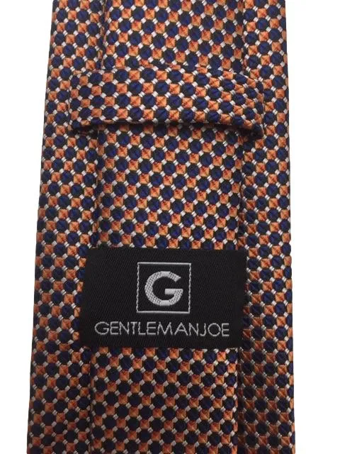 Navy Blue and Orange Geometric Men's Tie