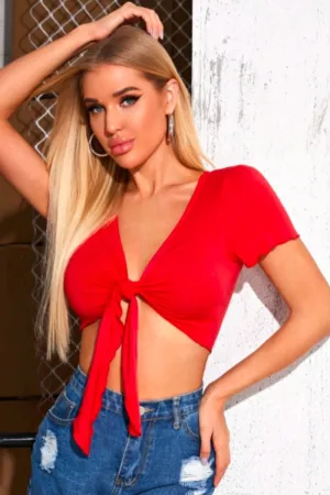 Red Knot Front Crop Top