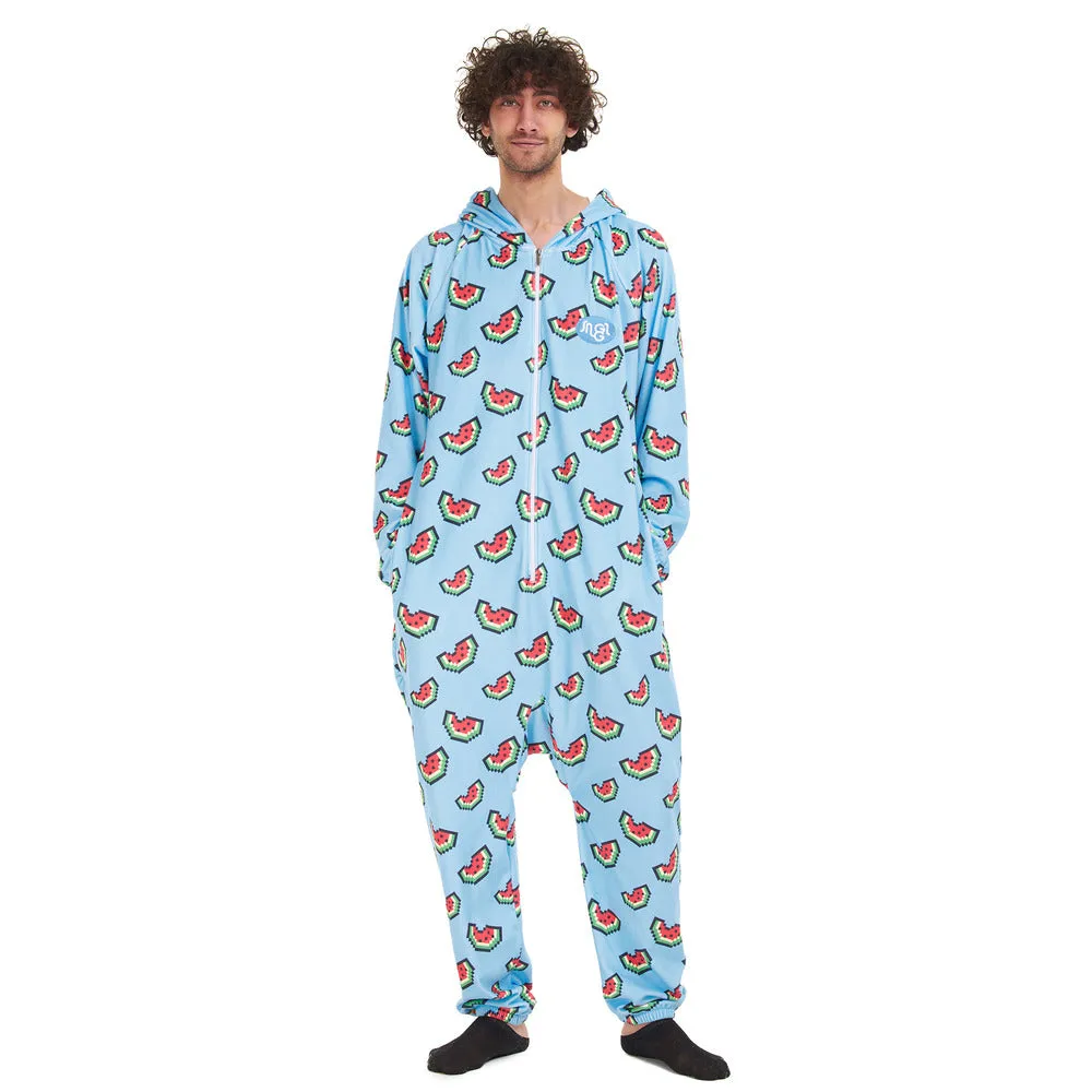 Snuggs Blanket Onesie Light Blue Watermelon Pixels