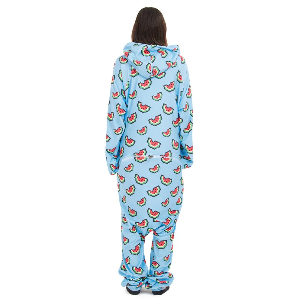 Snuggs Blanket Onesie Light Blue Watermelon Pixels