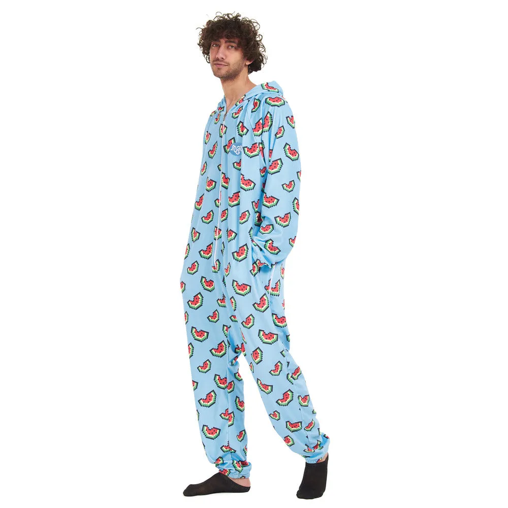 Snuggs Blanket Onesie Light Blue Watermelon Pixels