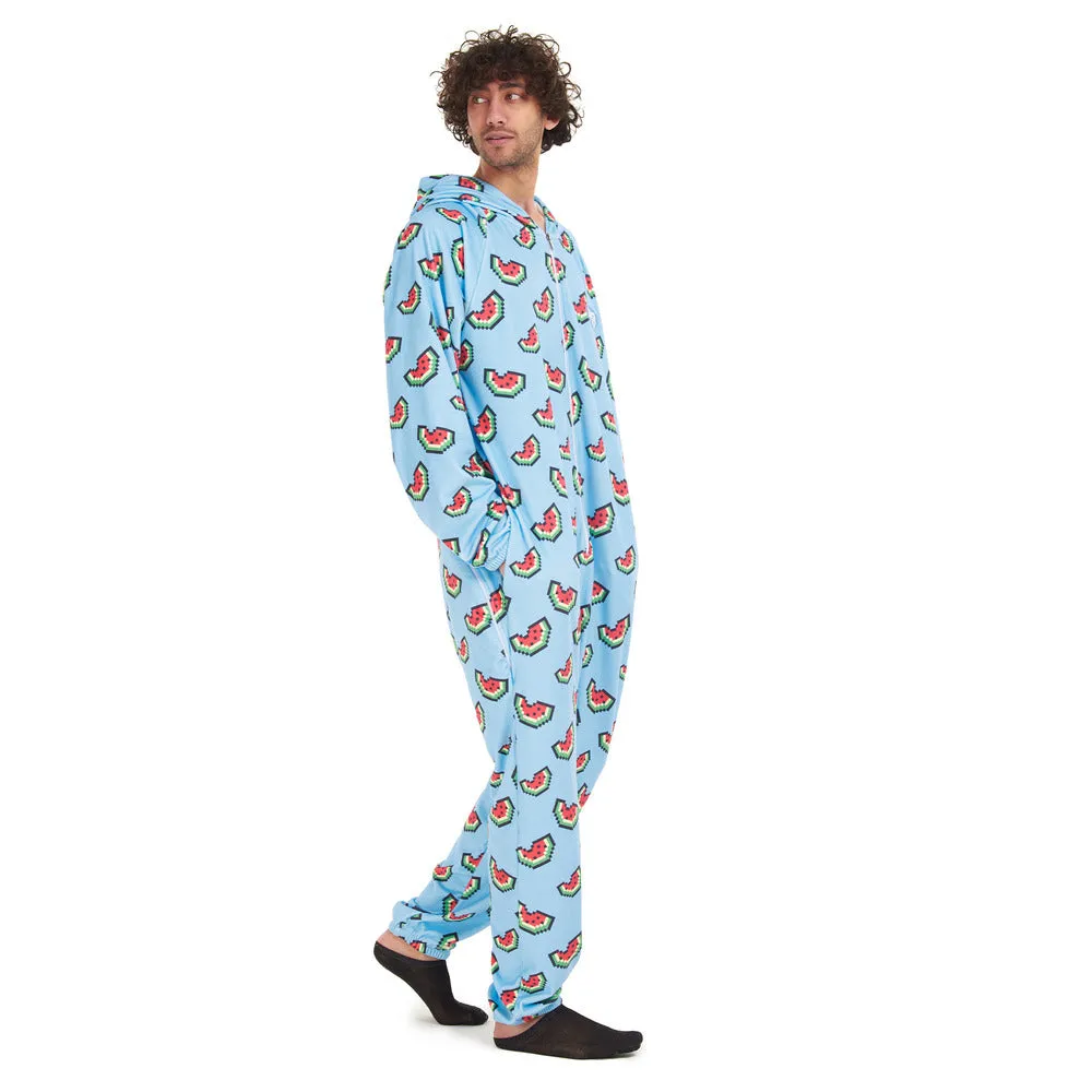 Snuggs Blanket Onesie Light Blue Watermelon Pixels