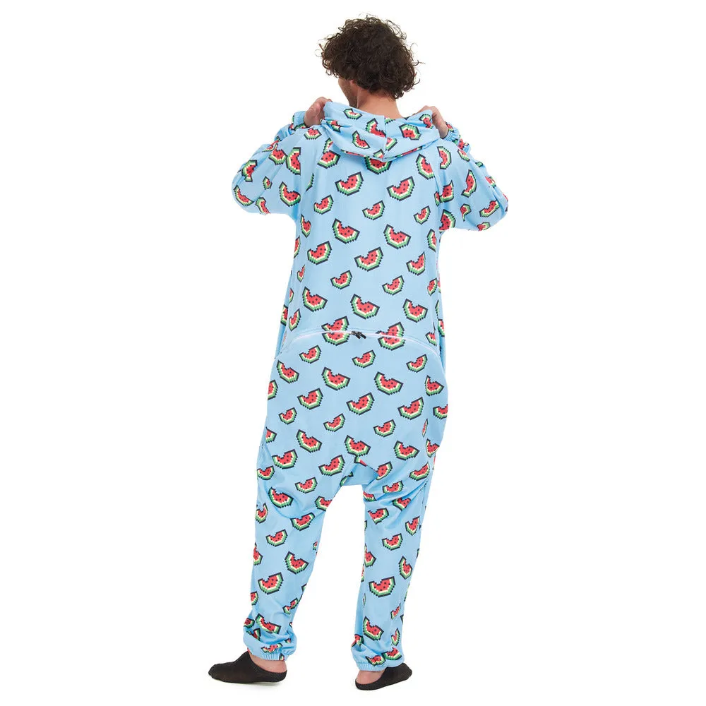 Snuggs Blanket Onesie Light Blue Watermelon Pixels