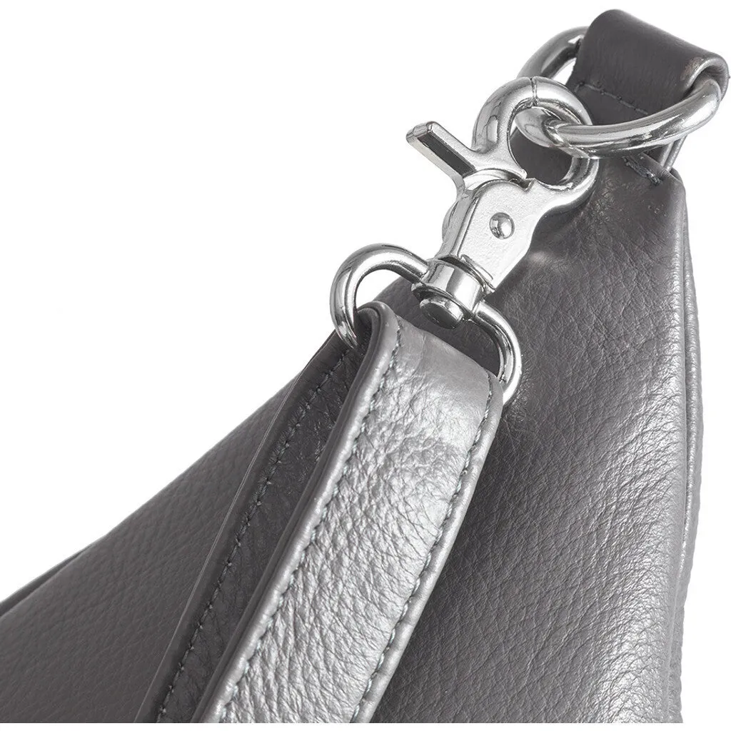 Soft leather bumbag in high quality / 12556 - Thunder grey