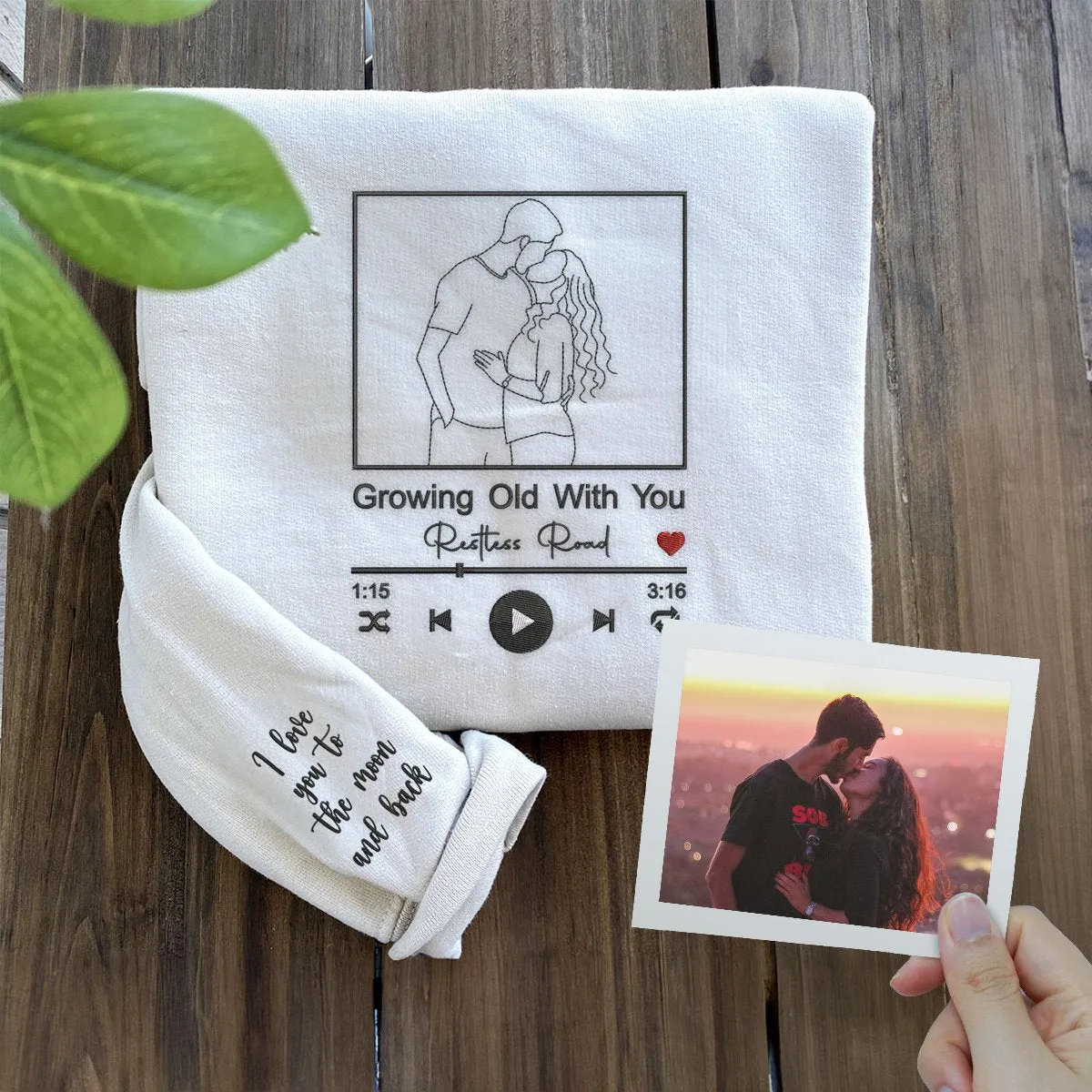 Song Artist Name Sweatshirt or Hoodie, Custom Embroidered Portrait from Your Photo