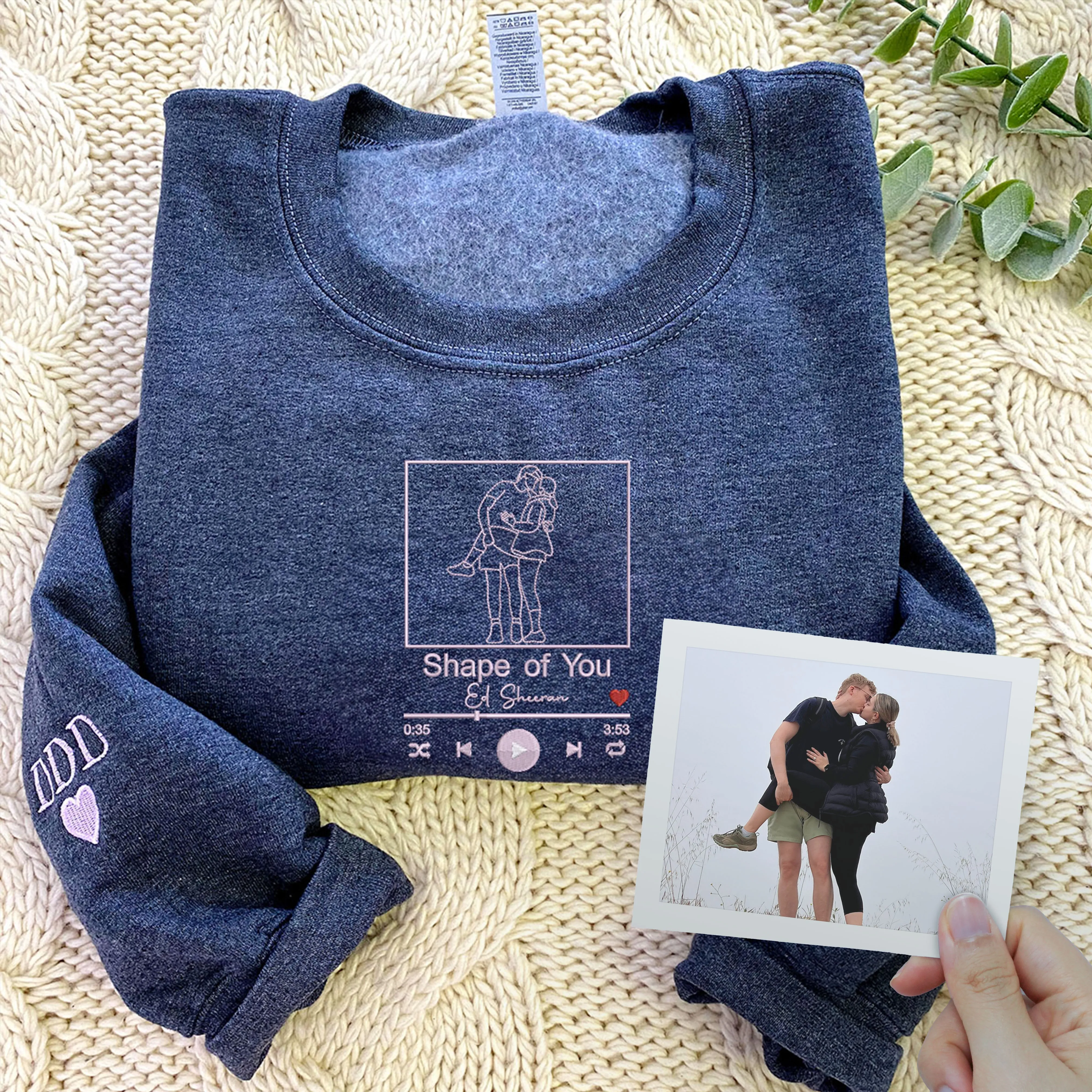 Song Artist Name Sweatshirt or Hoodie, Custom Embroidered Portrait from Your Photo