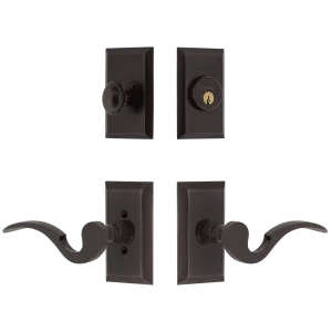 Studio Entry Set with Manor Lever in Timeless Bronze