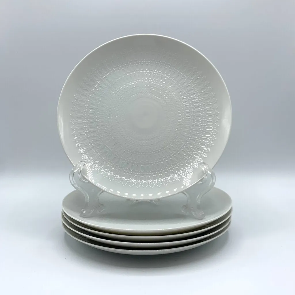 Vintage Mid-Century Bjorn Wiinblad Rosenthal “Romance White” Salad Plates Set of 5 /hg